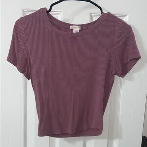 No Boundaries Women's Mauve Ribbed Tee